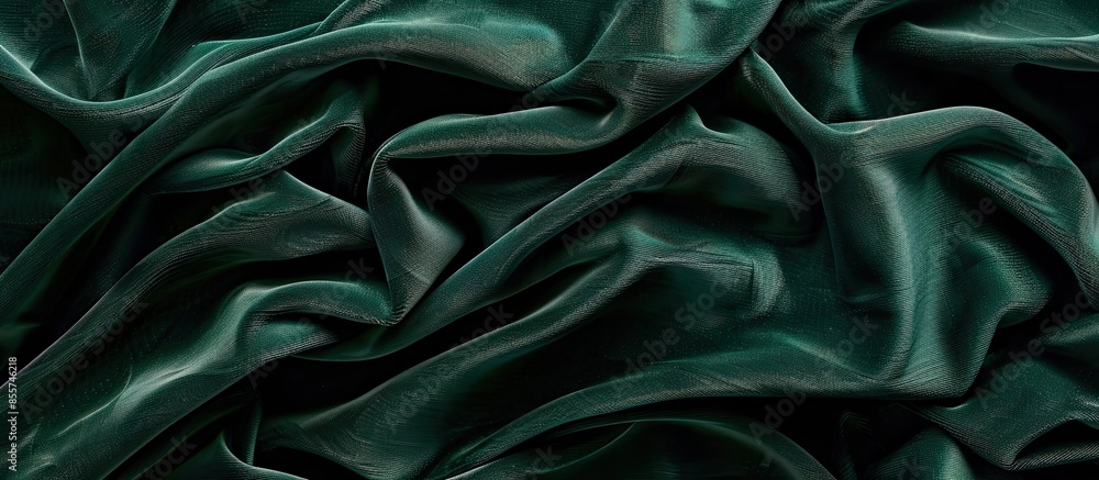 Poster Dark green old velvet fabric texture used as background. Empty green fabric background of soft and smooth textile material. There is space for text. Copy space image. Place for adding text or design