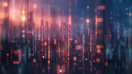 An image depicting an abstract neon-lit cityscape with dynamic lights and futuristic appeal