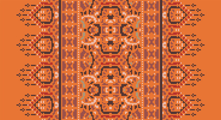Geometric ethnic oriental pattern traditional Design for background,carpet,wallpaper,clothing,wrapping,Batik,fabric,Vector illustration.embroidery style.