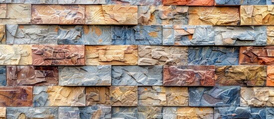 Texture, background, pattern. Natural stone lined wall. Hard rock chunks or solid mass, as well as a piece, vertical part of the building premises. with copy space image