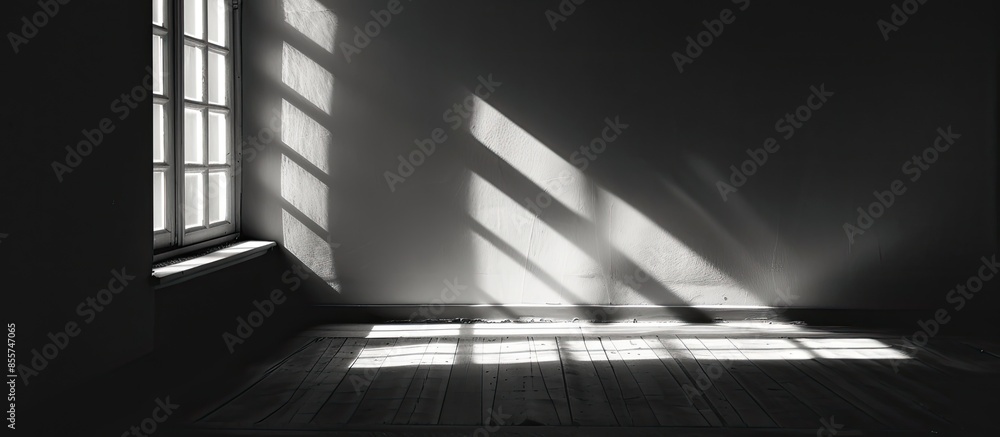 Poster The window in the shadows. with copy space image. Place for adding text or design