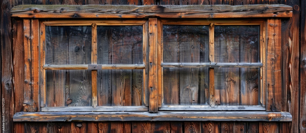 Poster wooden window frame. with copy space image. Place for adding text or design