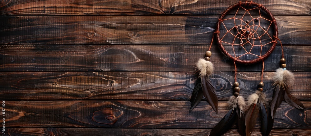 Aufkleber dream catcher on wooden background. with copy space image. place for adding text or design