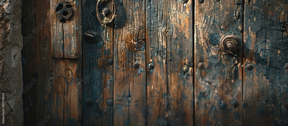 Poster Close up of old wooden door. with copy space image. Place for adding text or design