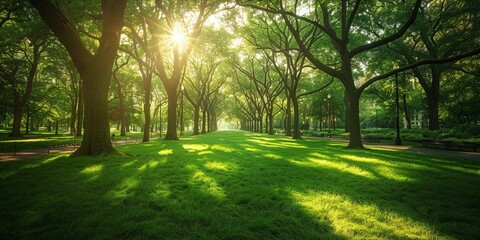 Obraz premium park avenue in summer beautiful green nature landscape