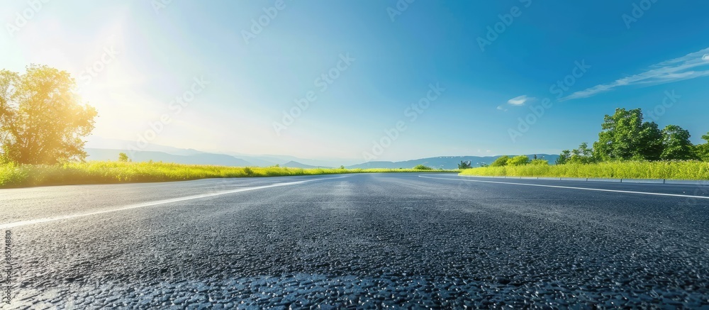 Leinwandbilder side view asphalt road on sunny summer day near the mountain . with copy space image. place for addi