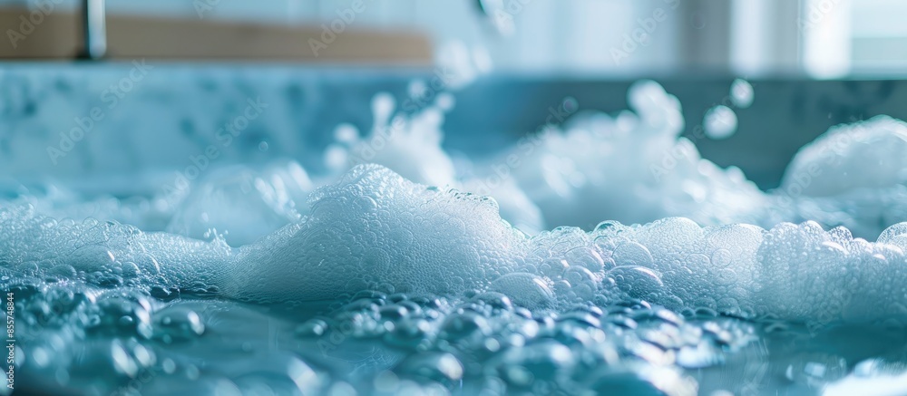 Aufkleber Foam from the tub over the edge. with copy space image. Place for adding text or design