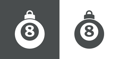 Tiempo de Navidad. Logo con silueta de bola de navidad con pelota número 8 de billar