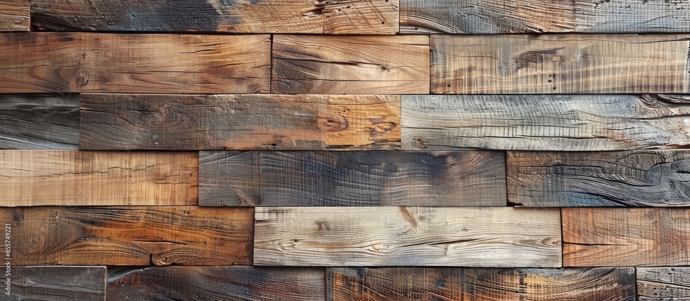 Poster Natural wood wall or flooring pattern surface texture. Close-up of interior material for design decoration background. with copy space image. Place for adding text or design