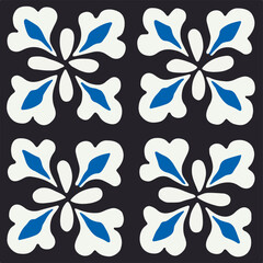 Fototapeta premium Elegant illustrations of blue and white flowers on a dark background, perfect for spring and summer themes. Ideal for Easter, Mother's Day, and other seasonal celebrations. Great for art, decor, and c