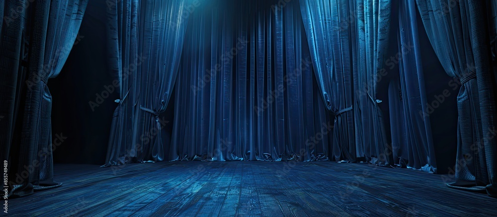 Poster Blue Stage Theater Drapes and dark room. with copy space image. Place for adding text or design