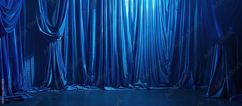 Aufkleber blue stage theater drapes and dark room. with copy space image. place for adding text or design