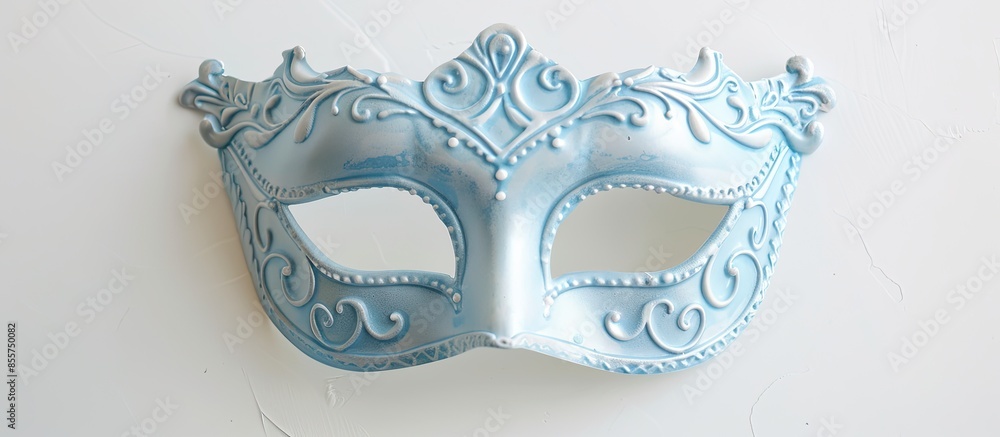 Poster A beautiful light blue mask. Photographed using a white background. with copy space image. Place for adding text or design