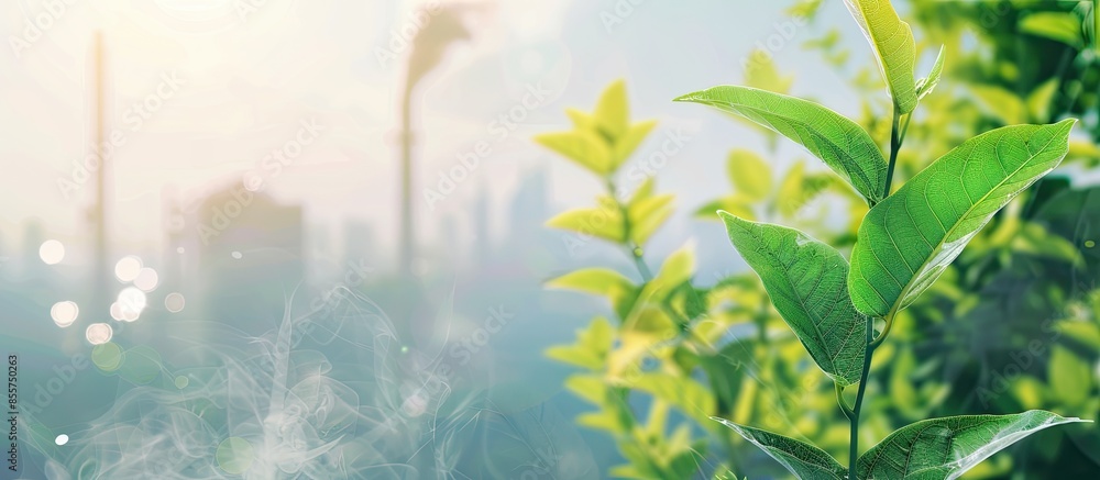 Poster co2 reduce emissions and carbon footprint to limit global warming and climate change. Sustainable development and green business. Copy space image. Place for adding text or design