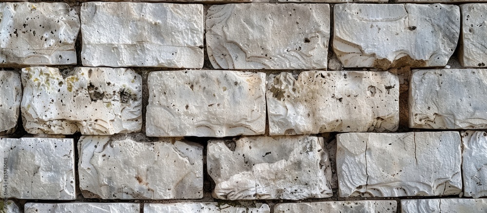 Poster texture of marble facing bricks chipped close-up background. with copy space image. Place for adding text or design