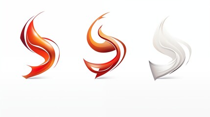 Three Swirl Abstract Designs in Red, Orange, and White Colors