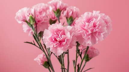 Bright pink background with baby pink carnations perfect for Mother s Day design concept