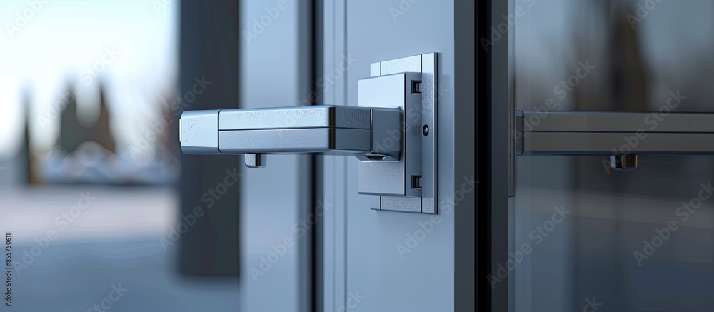 Poster Door closers, door closer connection lever. Door accessory device. with copy space image. Place for adding text or design