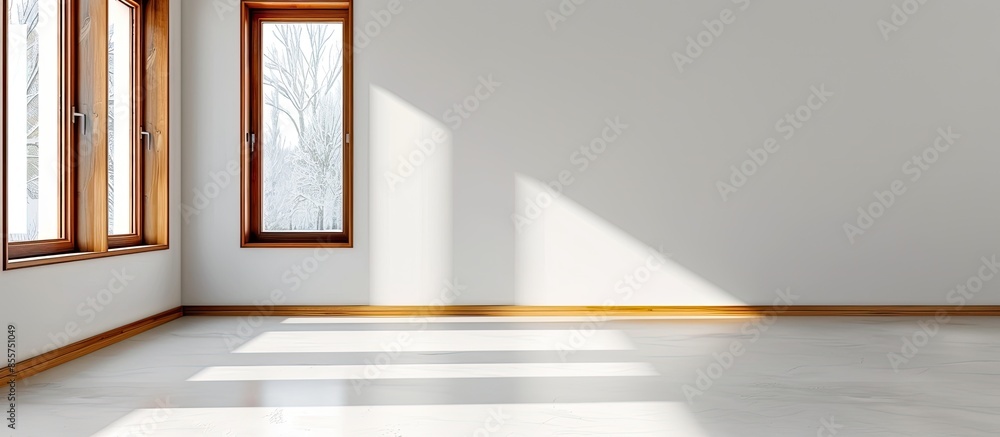 Aufkleber Wooden window profile with triple glazing. with copy space image. Place for adding text or design