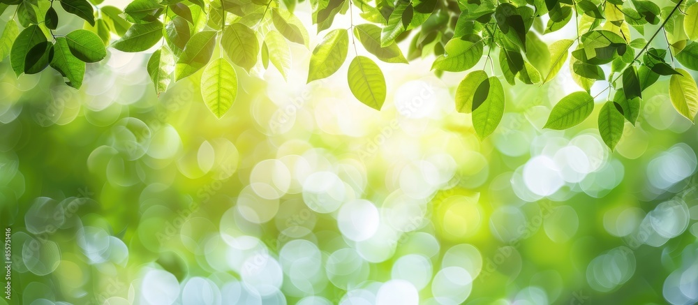 Leinwandbilder green leaves blur and blurred light bokeh. abstract background and beautiful backdrop. copy space im