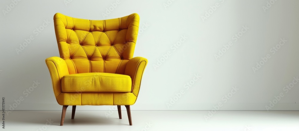 Poster yellow armchair. modern designer chair on white background. texture chair. with copy space image. pl