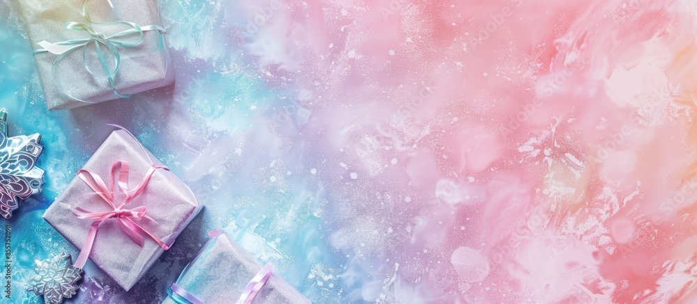 Poster christmas presents pastel background christmas texture. with copy space image. place for adding text