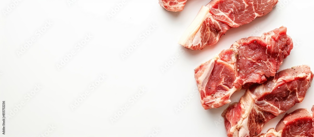 Leinwandbilder pork shoulder meat, isolated on white background. copy space image. place for adding text or design