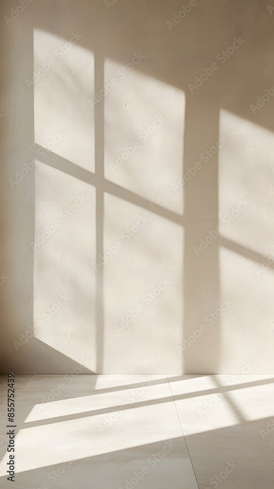 Poster 3d rendering of an empty room with beige wall and floor background for product displays or branding 