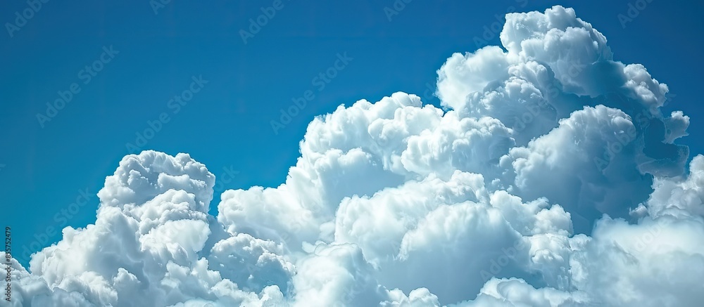 Poster white air clouds in the blue sky. with copy space image. Place for adding text or design