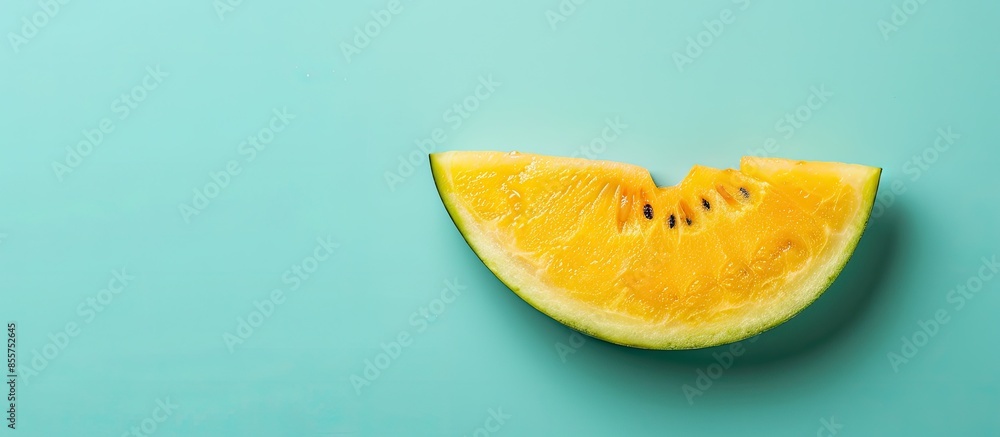 Poster yellow watermelon slice isolated on pastel background. this has clipping path. with copy space image