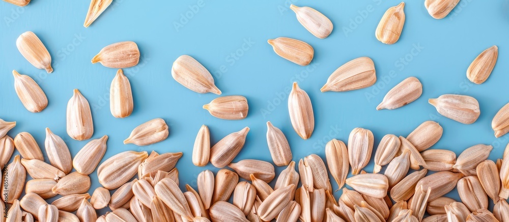 Fototapete healthy sunflower seeds texture as nice background pastel background. with copy space image. Place for adding text or design