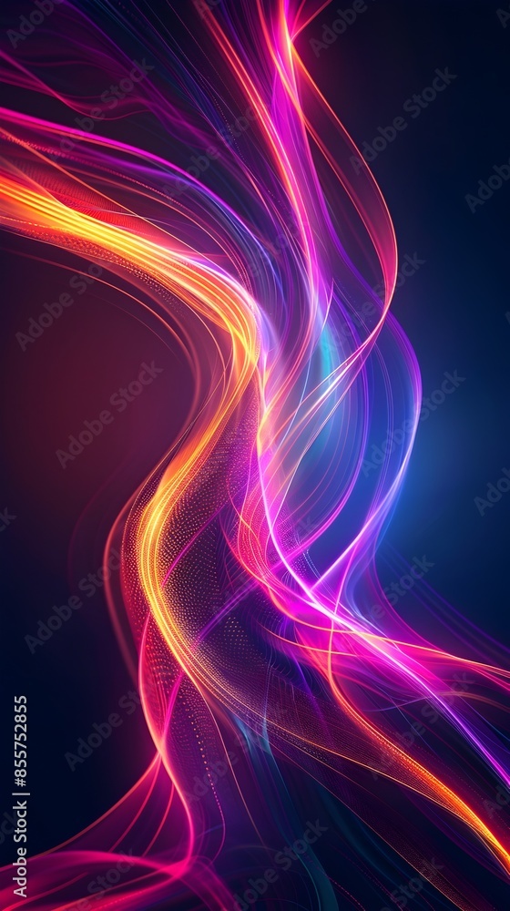 Poster mesmerizing neon light patterns for modern tech product presentation