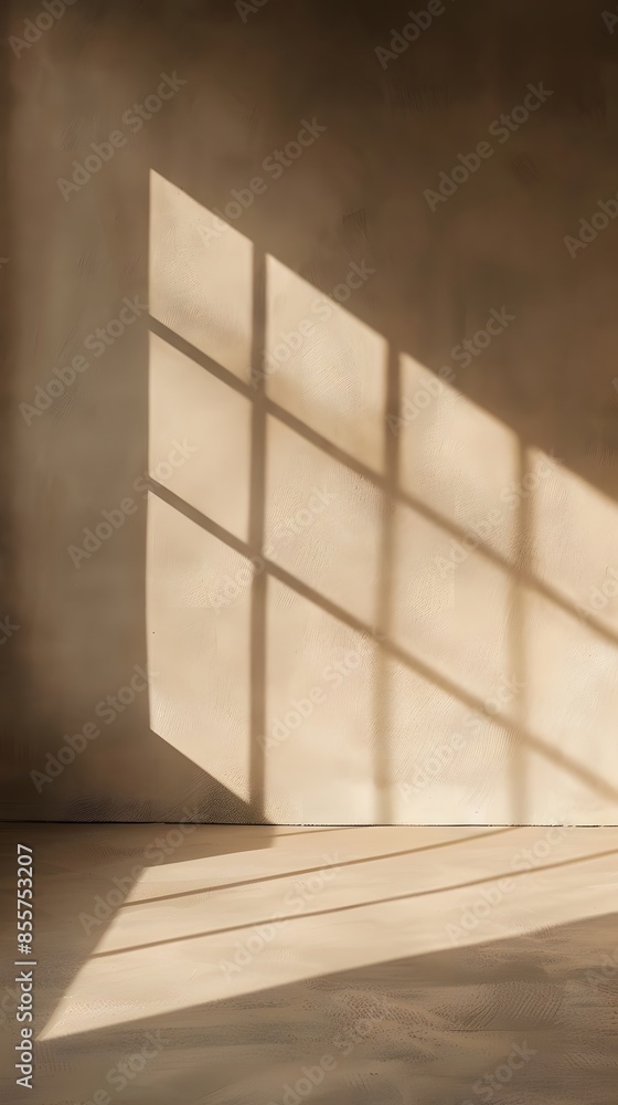 Aufkleber 3d rendering of an empty room with beige wall and floor background for product displays or branding 