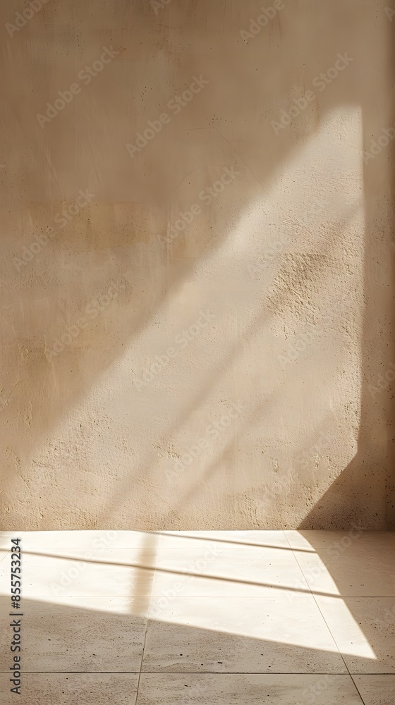 Poster 3d rendering of an empty room with beige wall and floor background for product displays or branding 