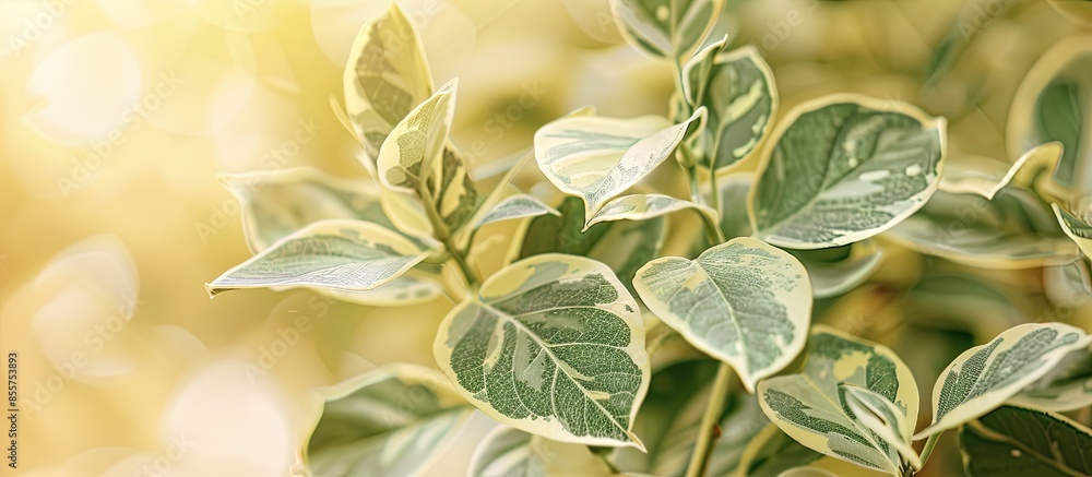 Poster the variegated cultivar variegata. gardening, plants for landscape design pastel background. with co