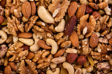 Mixed nuts texture or background.