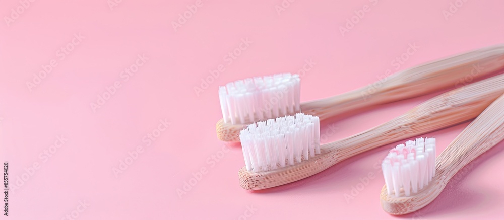 Poster Toothbrush isolated on pastel background Toothbrush. with copy space image. Place for adding text or design