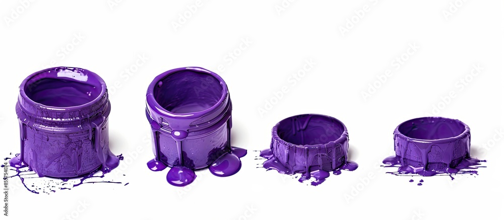 Aufkleber A jar with purple paint in different angles on a white background. with copy space image. Place for adding text or design