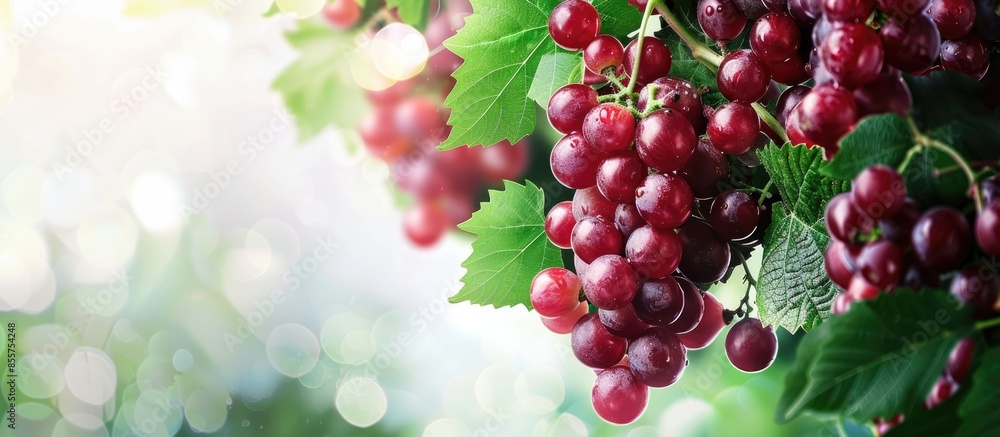 Leinwandbilder grape tree delicious healthy fruits from home garden. copy space image. place for adding text or des