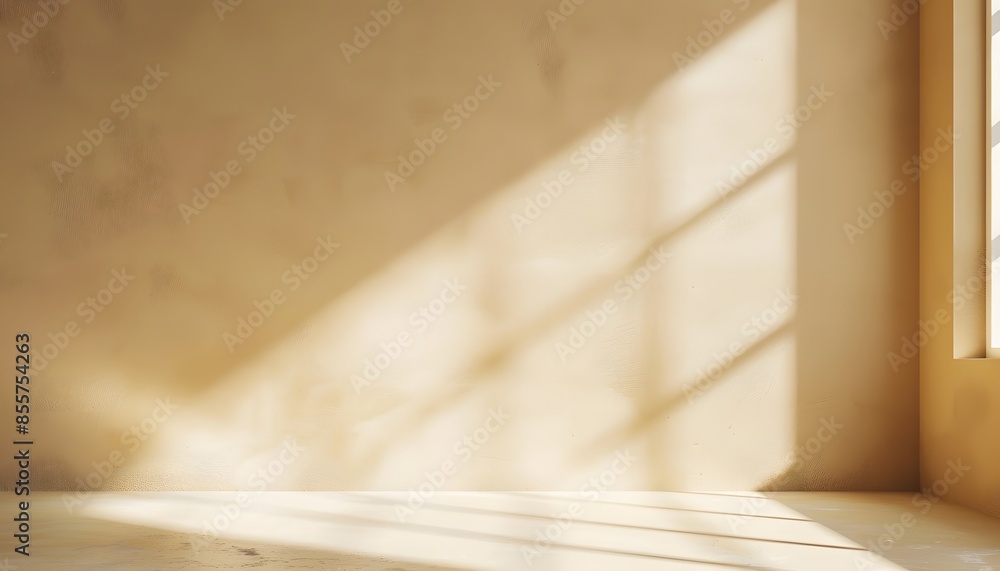 Poster 3d rendering of an empty room with beige wall and floor background for product displays or branding 