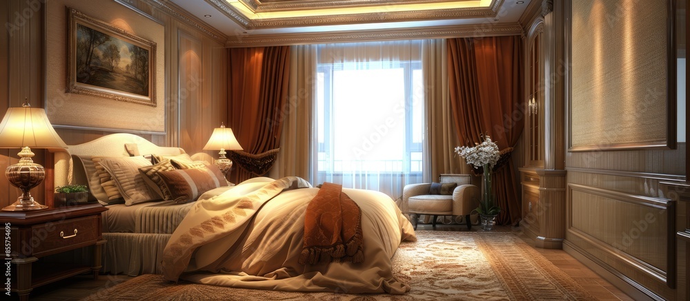 Poster elements of interior. bedroom decoration. with copy space image. place for adding text or design