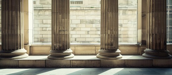 Windows and columns in ancient buildings. with copy space image. Place for adding text or design