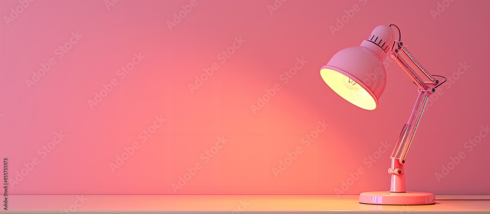 Poster Modern attachable table lamp with led bulb isolated on a pastel background. with copy space image. Place for adding text or design