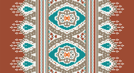 Geometric ethnic oriental pattern traditional Design for background,carpet,wallpaper,clothing,wrapping,Batik,fabric,Vector illustration.embroidery style.
