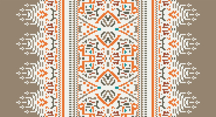 Geometric ethnic oriental pattern traditional Design for background,carpet,wallpaper,clothing,wrapping,Batik,fabric,Vector illustration.embroidery style.