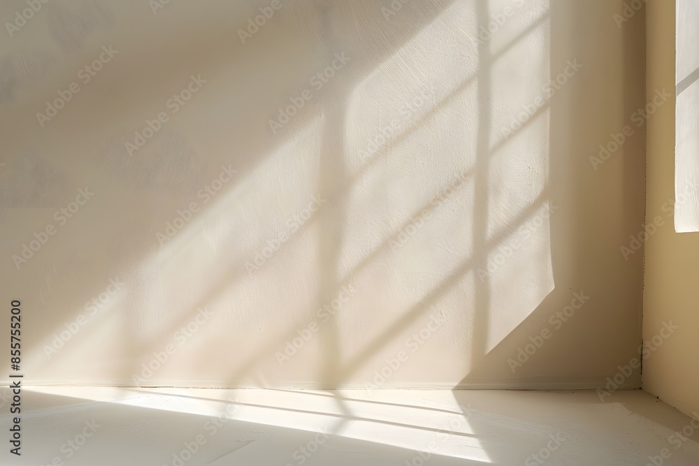 Aufkleber 3d rendering of an empty room with beige wall and floor background for product displays or branding 