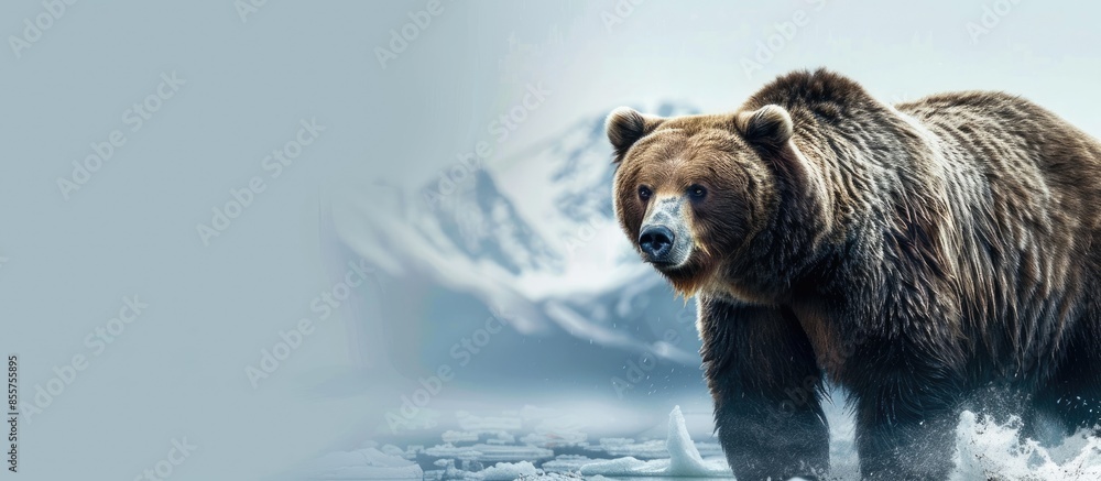 Aufkleber Grizzly Bear of Shores of Alaska. Copy space image. Place for adding text or design
