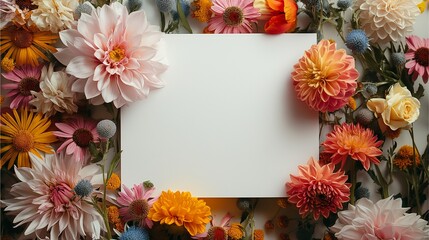 "Blank Card with Colorful Floral Border Wallpaper