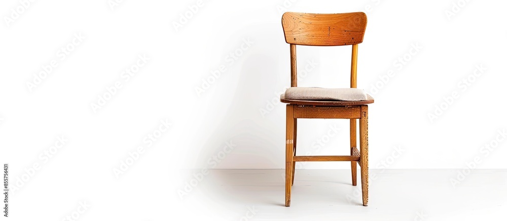 Poster The wood chair with seat fabric isolated on the white background. with copy space image. Place for adding text or design