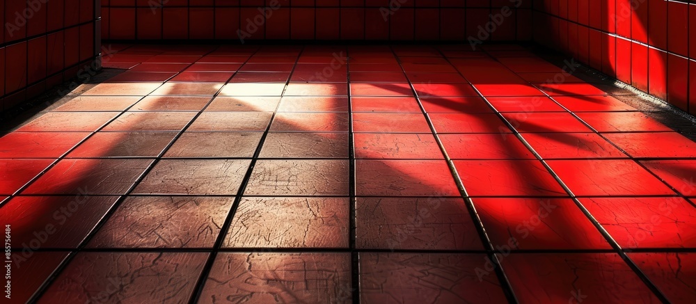 Poster lights and shadows on 60s tiles. with copy space image. place for adding text or design